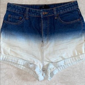 Ombré high waisted denim shorts
